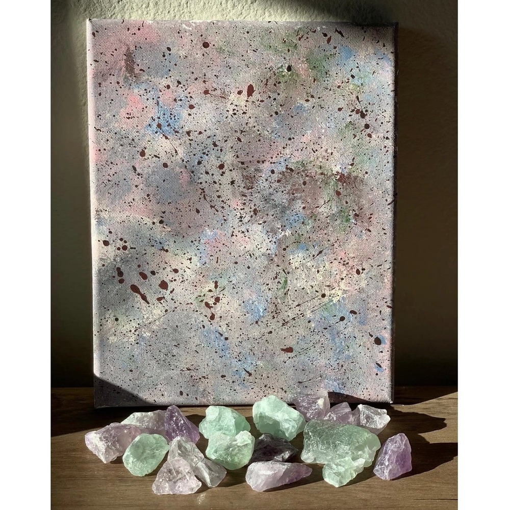 Original Abstract Painting Tea Party 8x10 Canvas Art